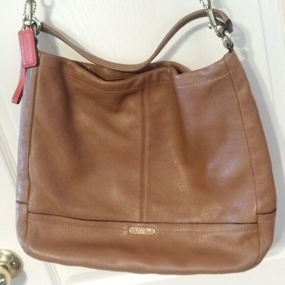 Coach F23293 Pebble Leather Hobo 2Way Shoulder/Hand Bag Zip Closure Brown - Picture 6 of 9